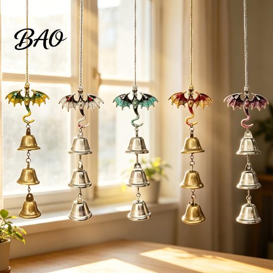 Entrance Door Hanging Retro Dragon Bells, Metal Flying Wind Chime, Rustic Christmas Home Decor Fantasy Outdoor Garden Ornament for Patio Porch