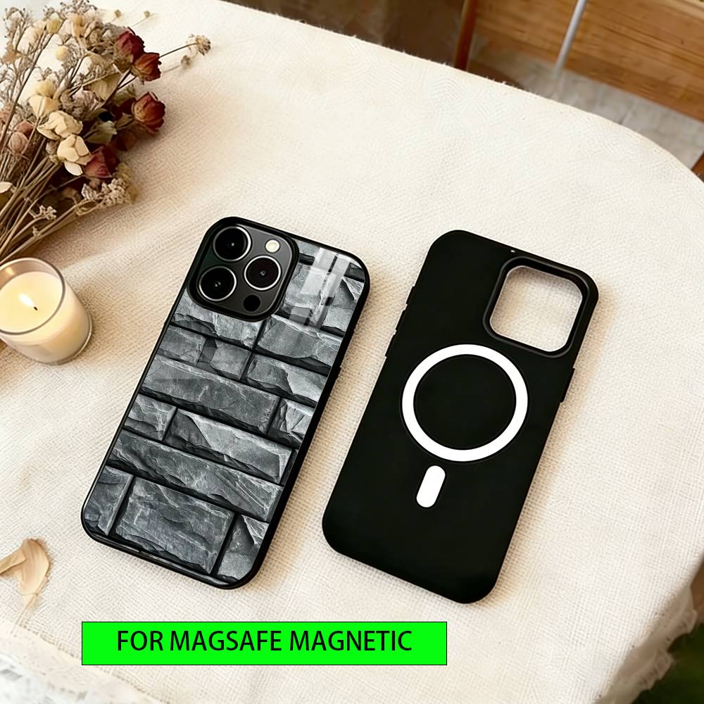 Минималистичный каменный чехол для телефона для iPhone 17, 16, 15, 14, 13, 12, 11 Plus, Pro, магнитный для Magsafe, беспроводная зарядка