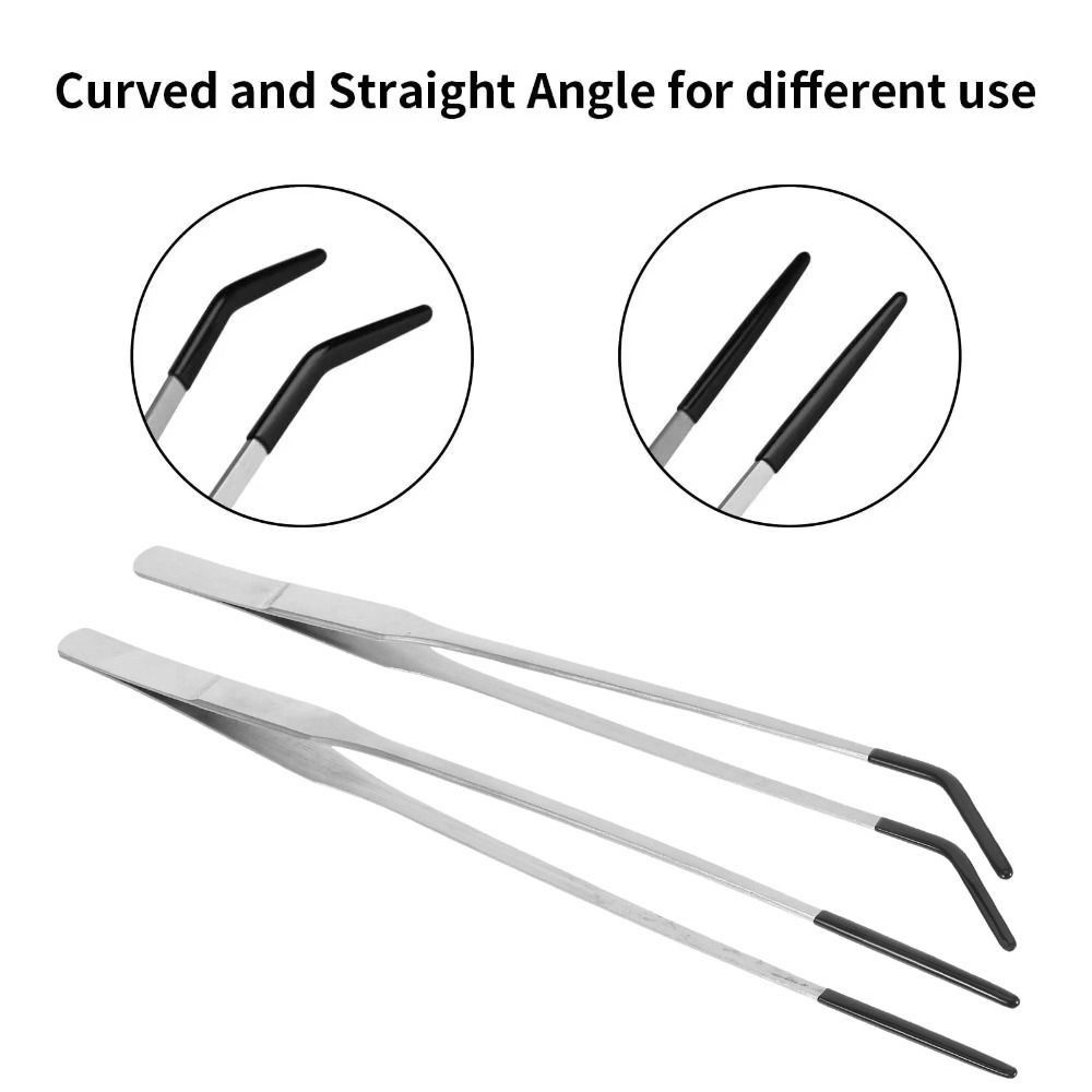 2Pcs 27CM Lizard Feeding Tweezers Stainless Steel Reptile Feeding Tongs Terrarium Tank