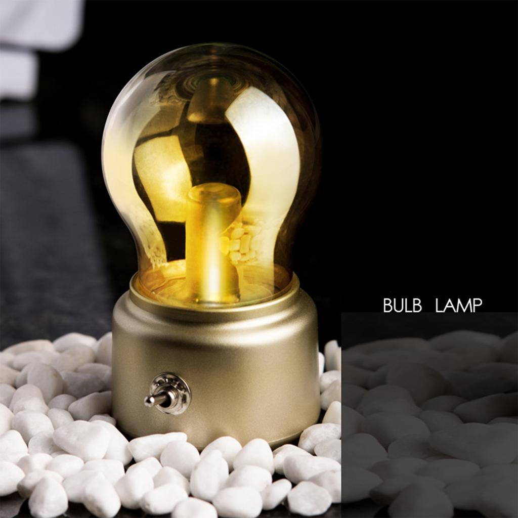 Vintage Light Bulb Night Light Energy-saving Bulb Lamp Retro Table Lamp Bedside Desk Lamp Metal