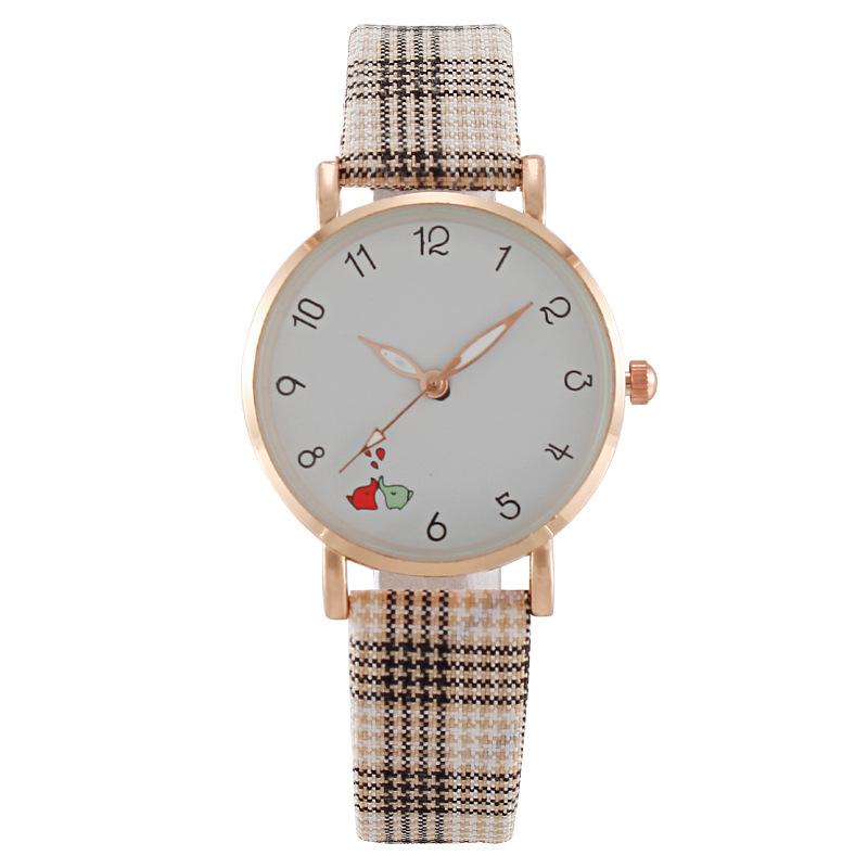 Цифровые милые литературные клетчатые студенческие часы для девочек женские часы клетчатый пояс кварцевые цельные