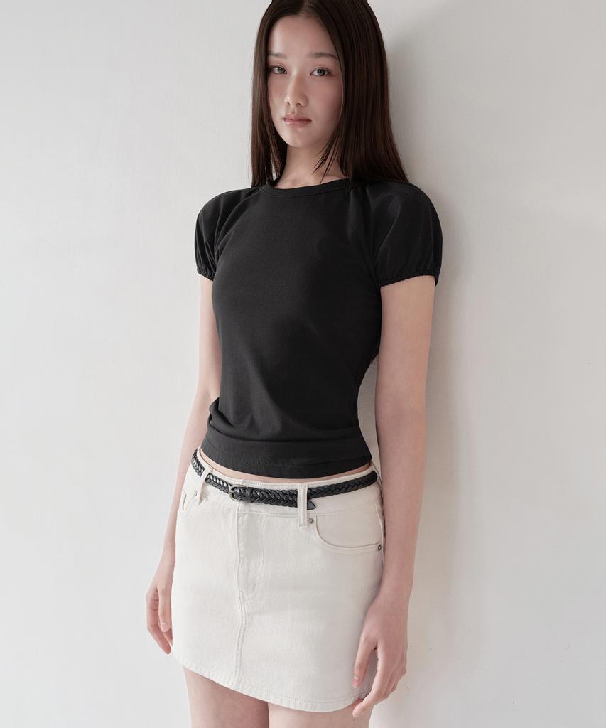 MUSINSA STANDARD WOMAN Women'S Volume Sleeve Slim T-Shirt [Black]