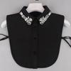 Pearl Detachable Collar Women Crystal Diamond Chiffon Shirt False Fake Collar Women Removable Peto Mujer Chemisier Faux Cols Tie
