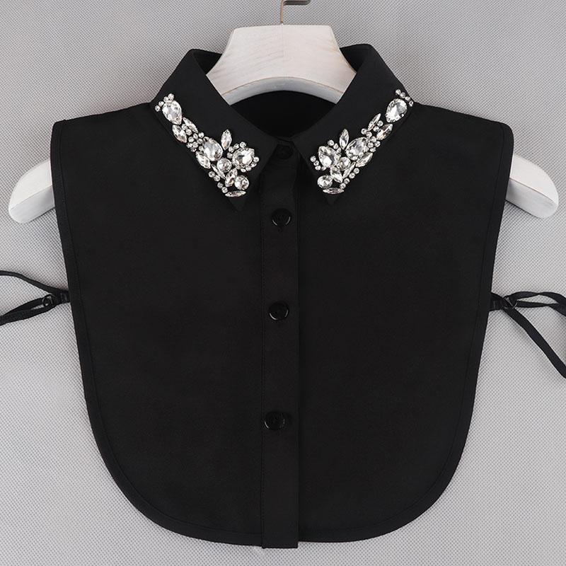 Pearl Detachable Collar Women Crystal Diamond Chiffon Shirt False Fake Collar Women Removable Peto Mujer Chemisier Faux Cols Tie