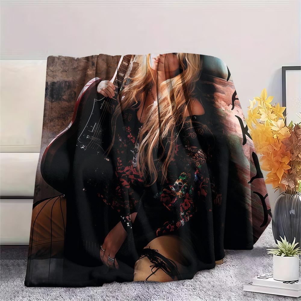 1PC Shakira Print Flannel Blanket, High quality Comfortable for All Seasons, Home Decor, Warmth and Comfort, Perfect for Christmas Gifts