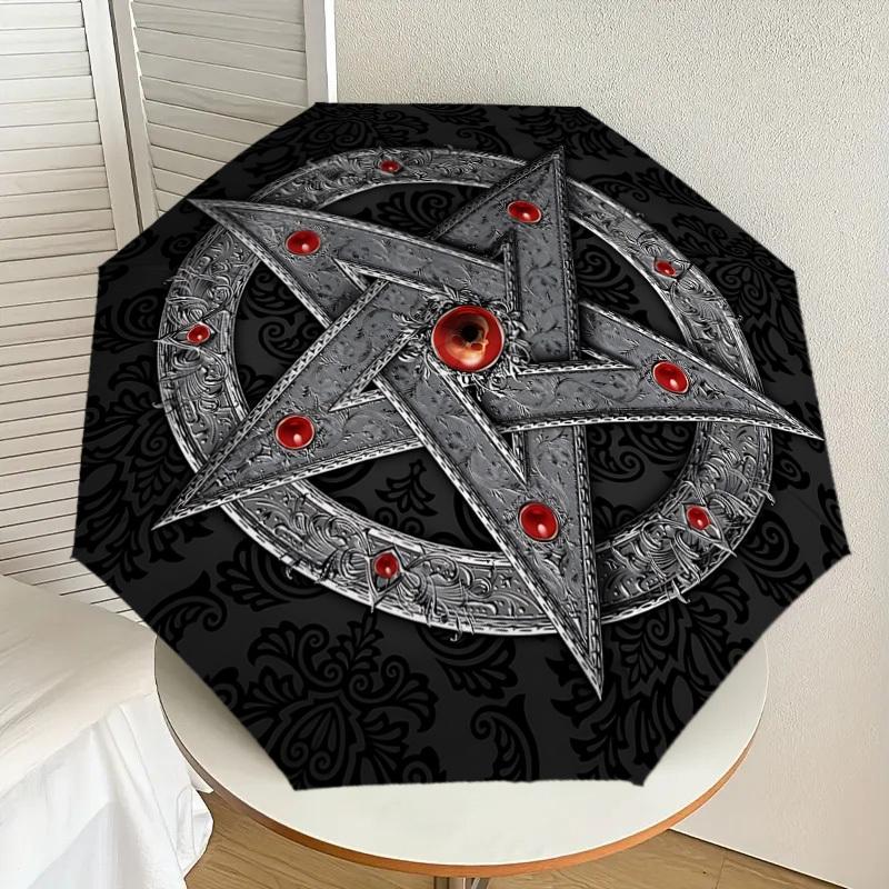 1PC Star Circle Umbrella-8-Rib Reinforced, Automatic Open, Lightweight & Durable, Cute Fashion Accessory for Outdoor-F2676