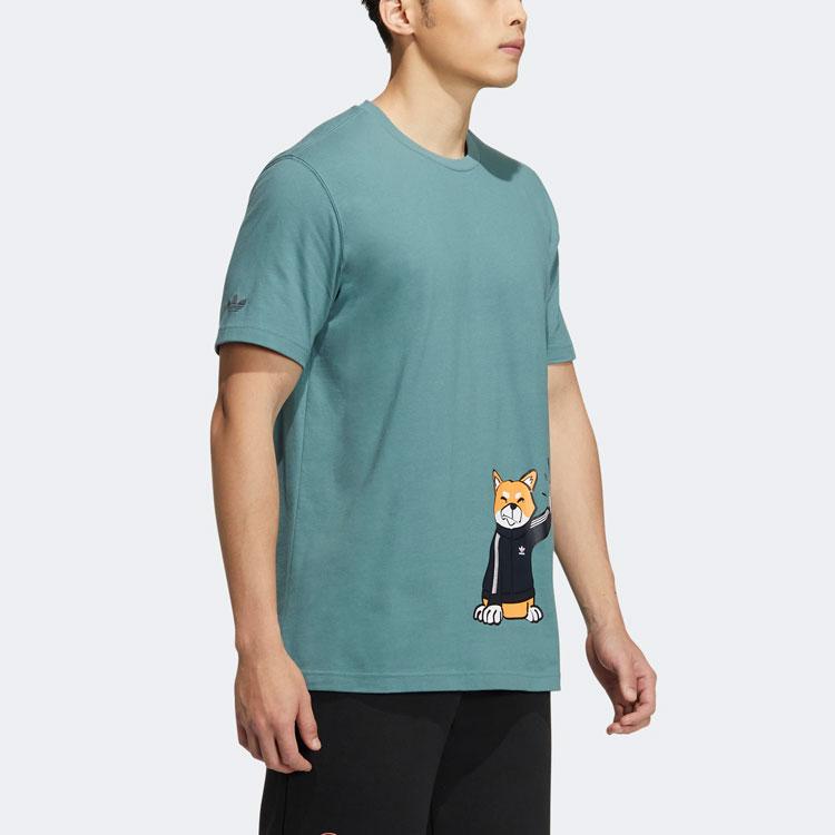 Adidas Повседневная спортивная футболка с короткими рукавами и мультяшной собакой, мужские топы, зеленые H49577