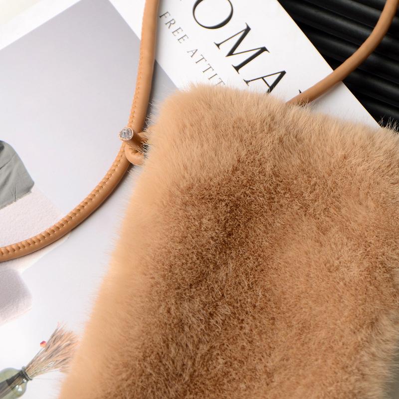 Женская плюшевая сумка для мобильного телефона, мини-сумка через плечо, дорожная сумка для покупок, зимняя диагональная сумка для монет, помады и наушников