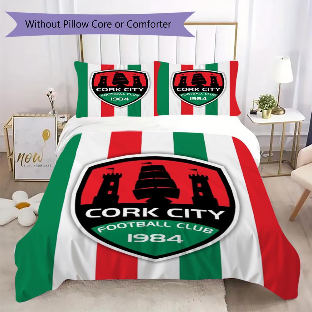 cork city fc Pattern Bedding uilt Set uilt Cover Pillowcase Home Decoration Birthday Gift (1 * duvet cover + 2 * pillowcase without core)