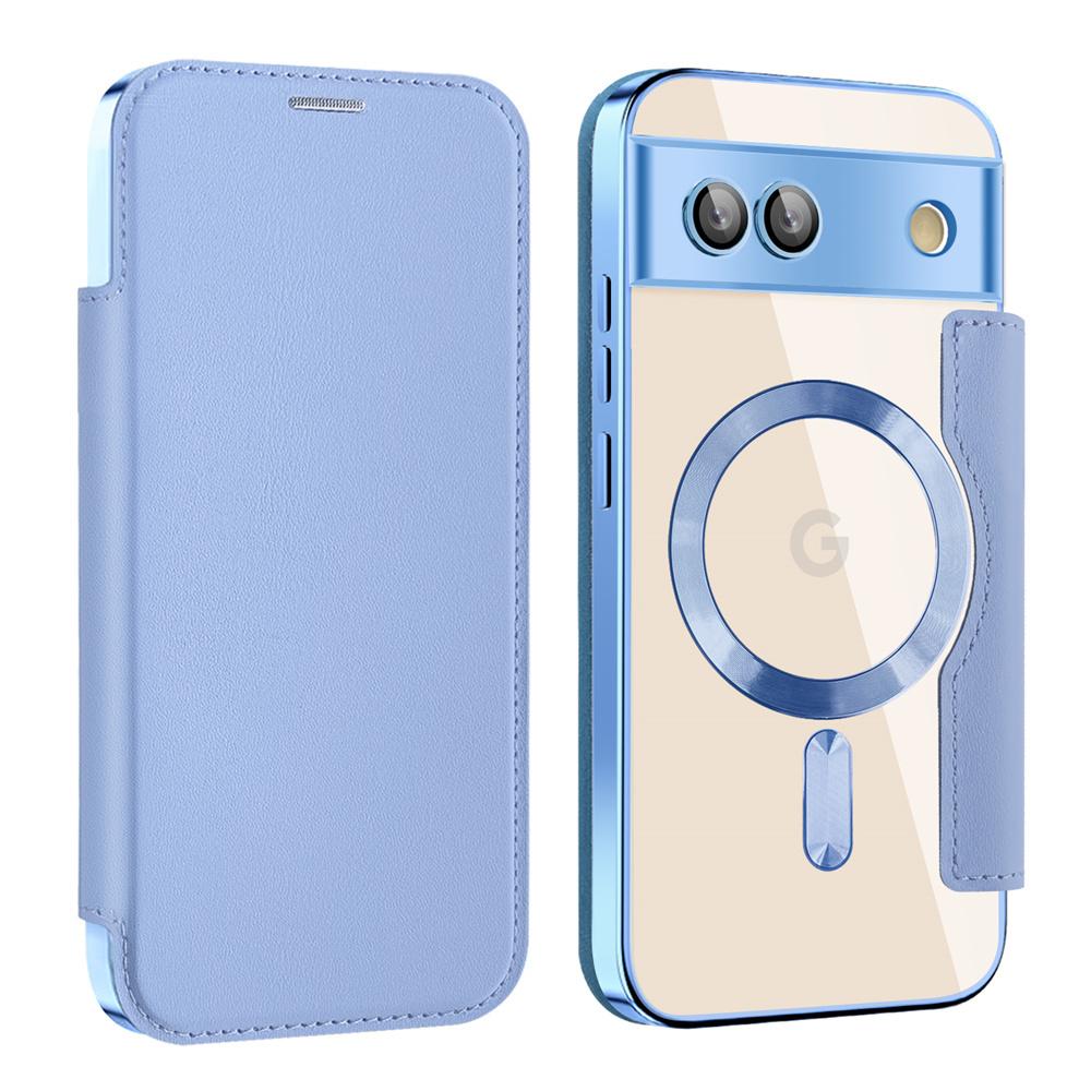 Luxury Leather Wallet Card Flip Clear Phone Case for Google Pixel 9 Pro XL 8A 7A Plating Magnetic Wireless Charging Shockproof Protect Cover