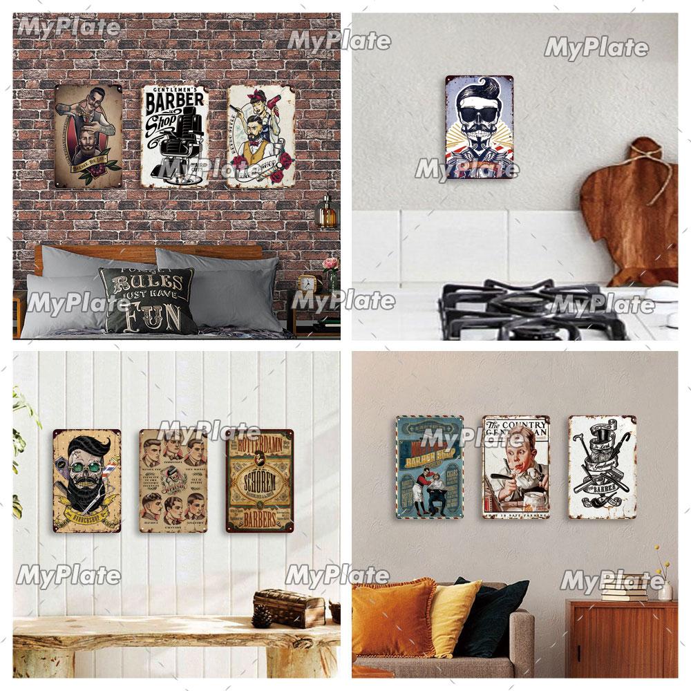 Винтажный постер парикмахерской, металлическая табличка, жестяная табличка, настенные поделки, ретро-декор для дома, украшение, подарок