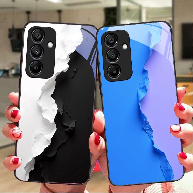 Черно-белые изображения для Samsung Galaxy A15 5G 54 4G 51 50 24 35 90 71 12 51 53 52S 80 22 34 Черный чехол для телефона из закаленного стекла