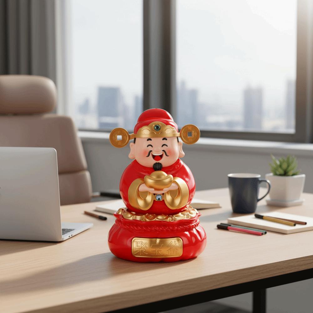 Solar Powered God Of Fortune Sculpture Auto Shaking Auto Interior Decoration  Home Decoration