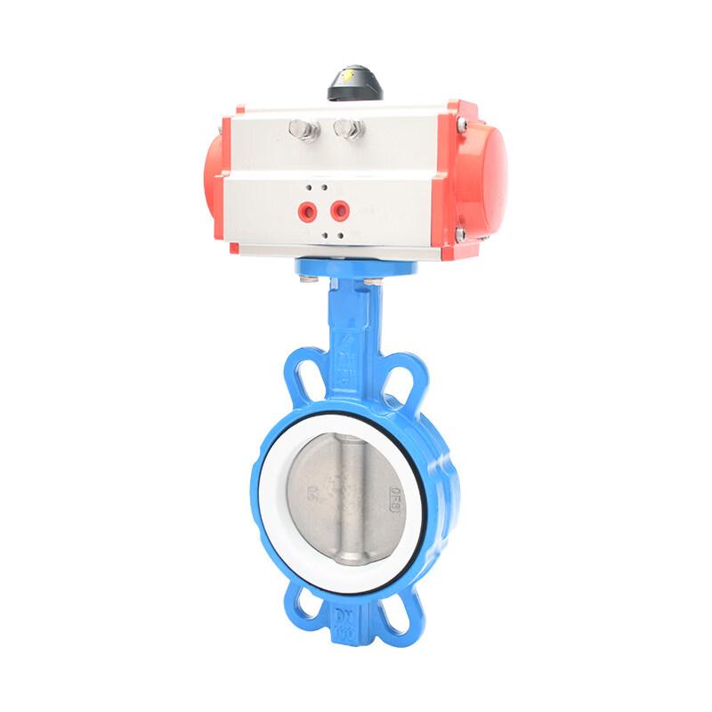 Oumide DN80 Pneumatic PTFE Butterfly Valve with AT75 Cylinder