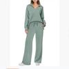 Autumn and Winter Fashion Casual Women's Long-sleeved Drawstring Solid Color Commuter Trousers Suit Women