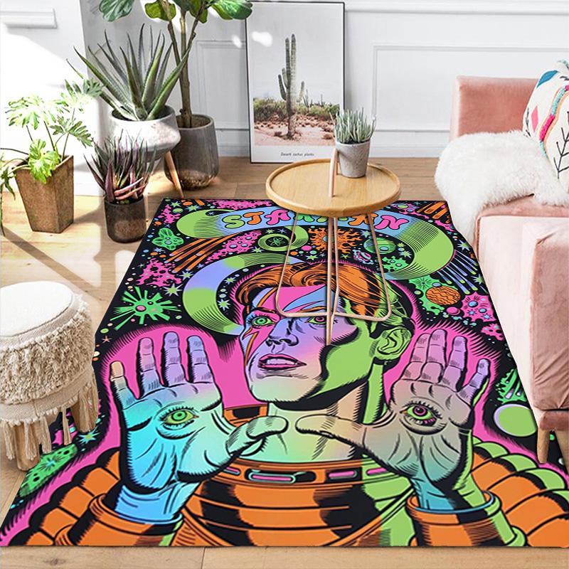 David Bowie: Starman Cosmic Rug Floor Mat for Living Room or Bedroom Soft and Comfortable Carpet a Gift for Birthday and Holiday.ZFF0913031