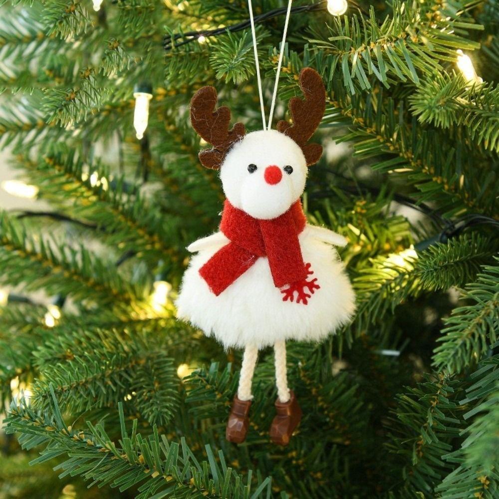 Angel Doll Hanging Plush Ornament Snowman Pattern Christmas Hanging Doll Christmas Tree Decor