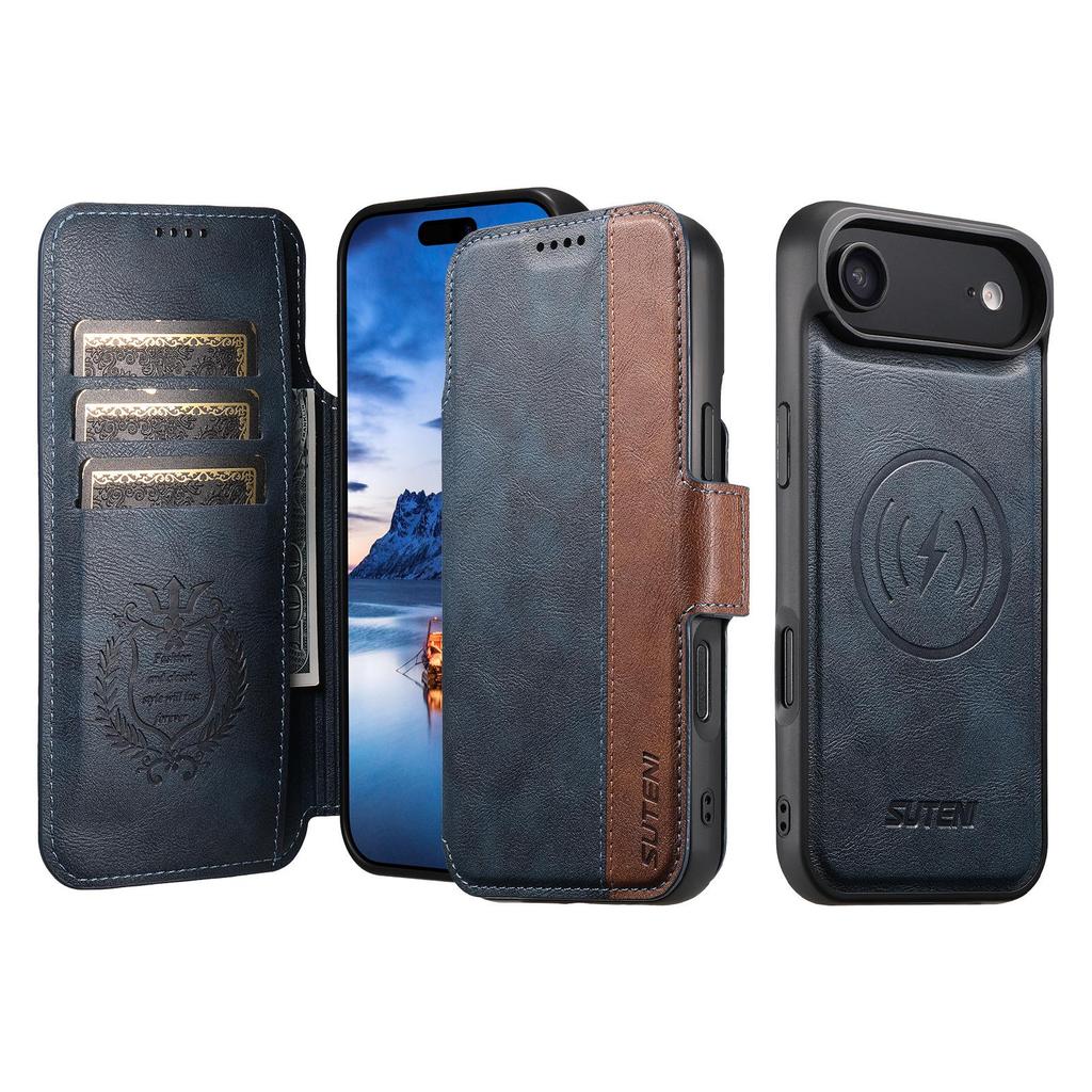 Магнитный кожаный чехол-книжка для iPhone 17 Pro Max/Samsung S25U с беспроводной зарядкой