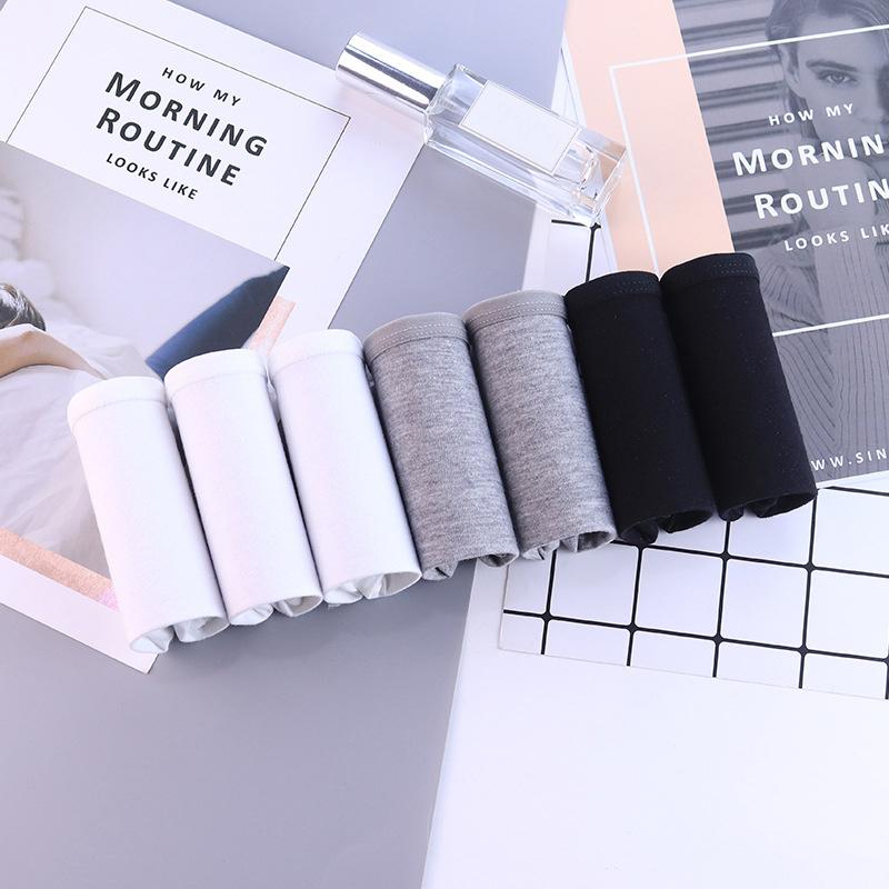 Женские хлопковые трусики, 7 шт./компл., однотонное нижнее белье, удобные трусики со средней посадкой для девочек, дышащие трусы, женское нижнее белье XXL