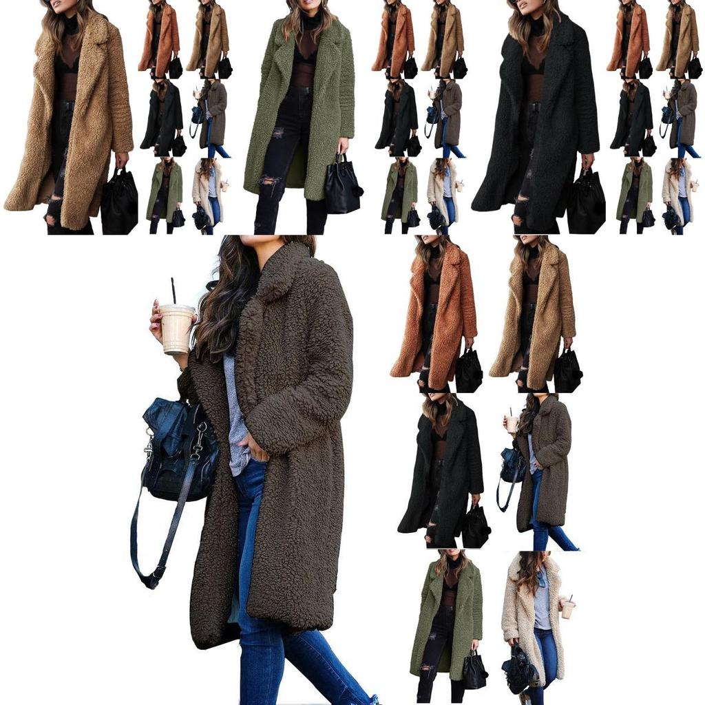 Роскошная женская куртка Женский длинный кардиган-пальто Тедди из искусственного меха для зимнего тепла