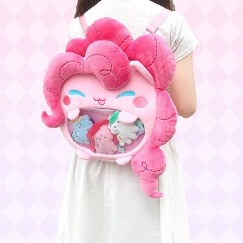 Anime New My Little Pony Pinkie Pie Rourou Twilight Sparkle Cartoon Girls Two Dimension Cute Plush Backpack
