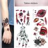 Halloween Fake Temporary Tattoo Sticker Face Makeup and Terror Spider Mask Waterproof Longlasting Scary Scar Blood for Women Men