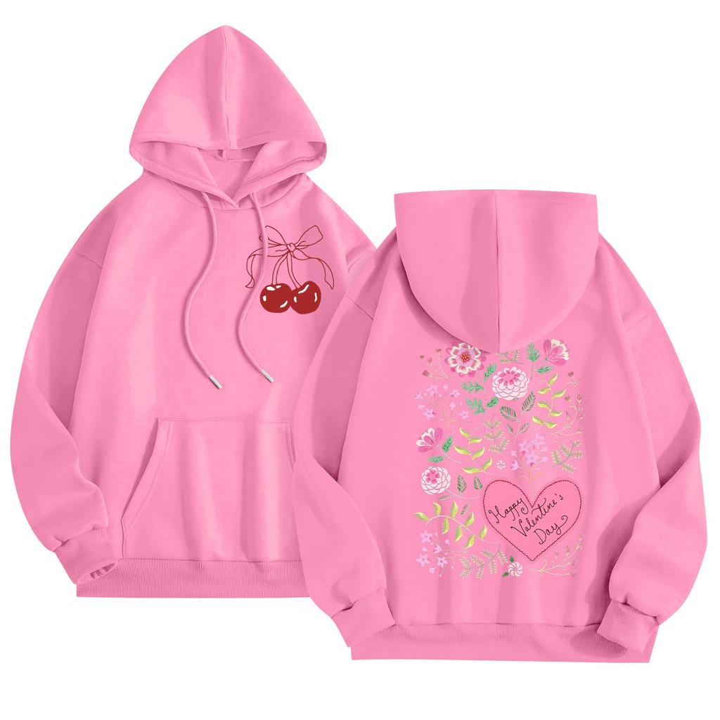 Женская толстовка с капюшоном и круглым вырезом, длинными рукавами и цветочным принтом