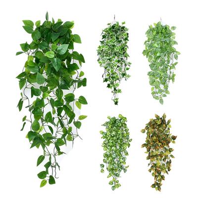 1шт настенные подвесные растения искусственные растения поддельные листья виноградная лоза зеленый плющ подвесные растения ветка