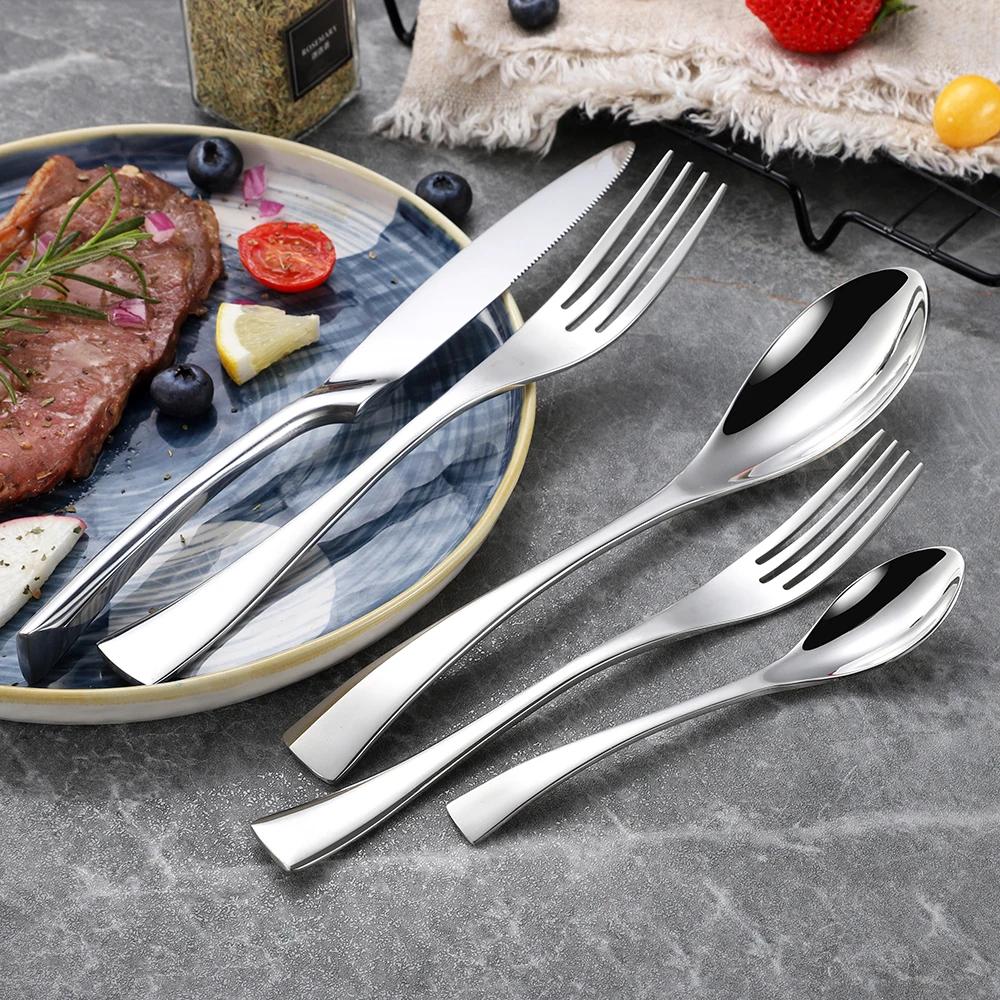 20Pcs/set Stainless Steel Black Rose Gold Cutlery Set Dinnerware Tableware Silverware With Salad Dessert Fork Drop Shipping