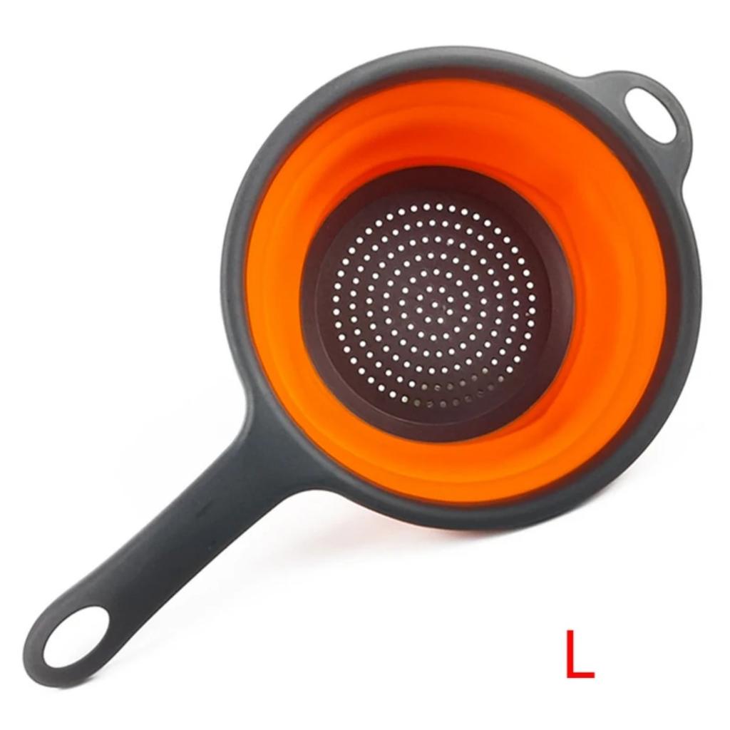 JOYBLISS Silicone Collapsible Colander with Handle Kitchen Folding Strainer Colander for Draining Pasta Vegetable Fruit