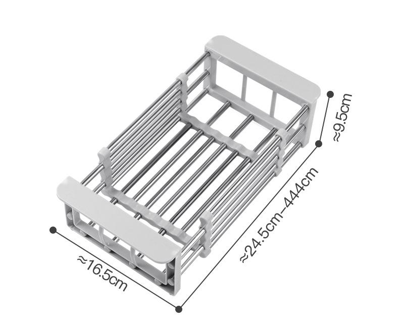 Adjustable Stainless Steel Dish Drainer, Drain Rack Fruit and Vegetable Washing Drainer, Tableware Drain Basket, Kitchen Storage