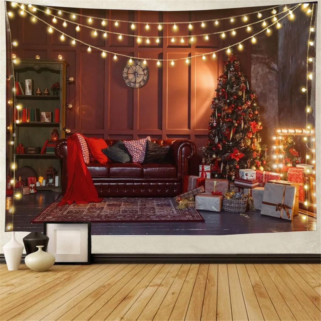 С Рождеством Санта-Клаус, рождественские украшения для елки, гобелен с принтом, украшение для дома, гостиной, спальни, стены, гобелен