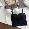 Ice Silk Women Spaghetti Camis With Bra Pad Fashion Backless Tank Tops Cute Crop Tops