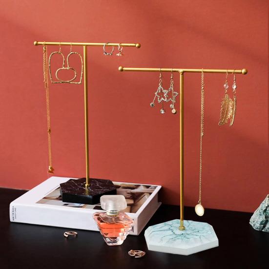 Metal T-shaped Jewelry Display Stand Necklace Holder with Stable Base Necklace Bracelet Storage Rack Jewelry Organizer