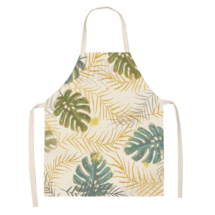 Tropical Plants Kitchen Aprons For Women Home Flower Baking Baking Cafe Cotton Linen Cleaning Aprons 38x47cm