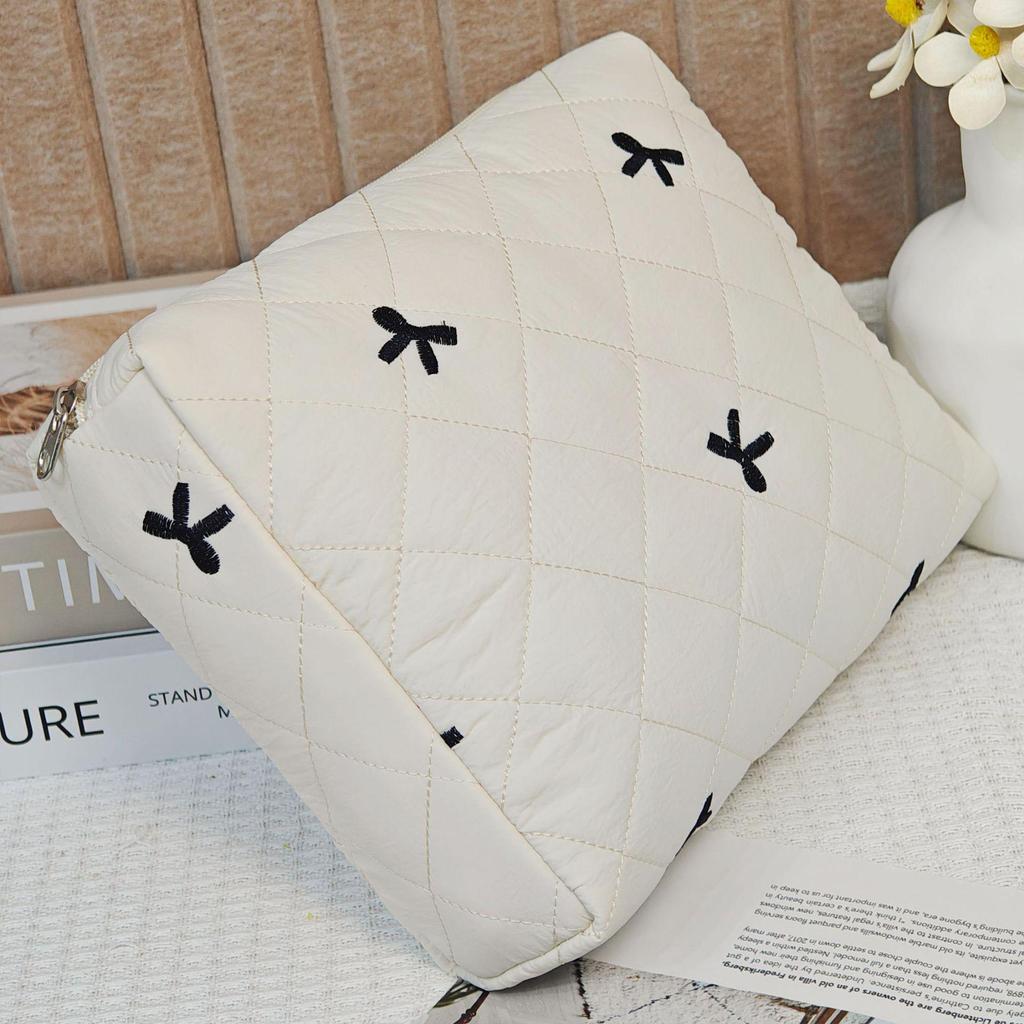 Large Quilted Cotton Handbag: Multipurpose Makeup, Toiletry & Electronics Organizer