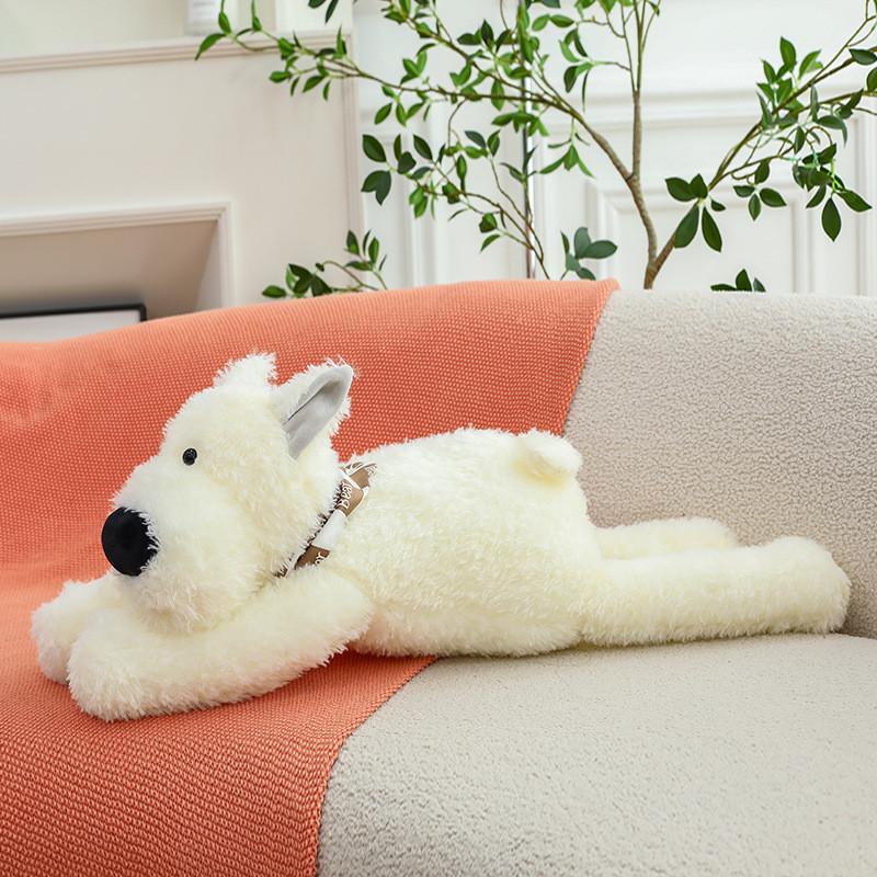 White West Highland Terrier With Shark Scarf Plush Toy Stuffed Animal Dolls