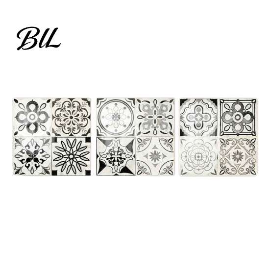 Floral Tile Stickers for Cabinets 3Pcs 2D Retro Stickers, Self-Adhesive Waterproof Oil Proof Wall Easy Apply Tiles Renters Decals, Peel & Stick