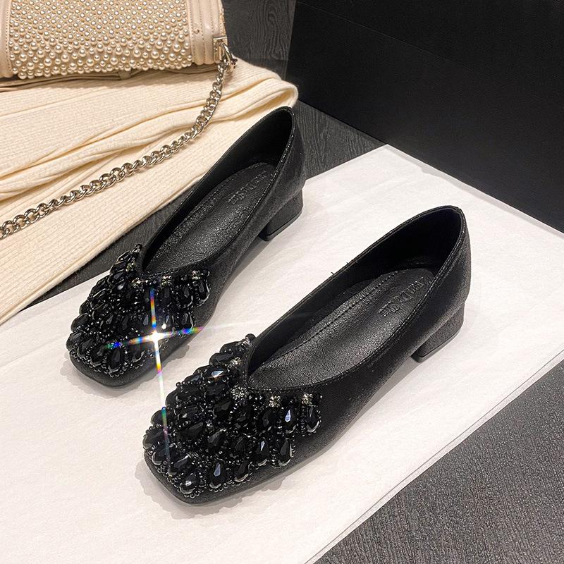 Высококачественные женские туфли со стразами, 3 см, низкий каблук, женские туфли в стиле ретро «Мэри Джейн», удобные женские туфли-лоферы