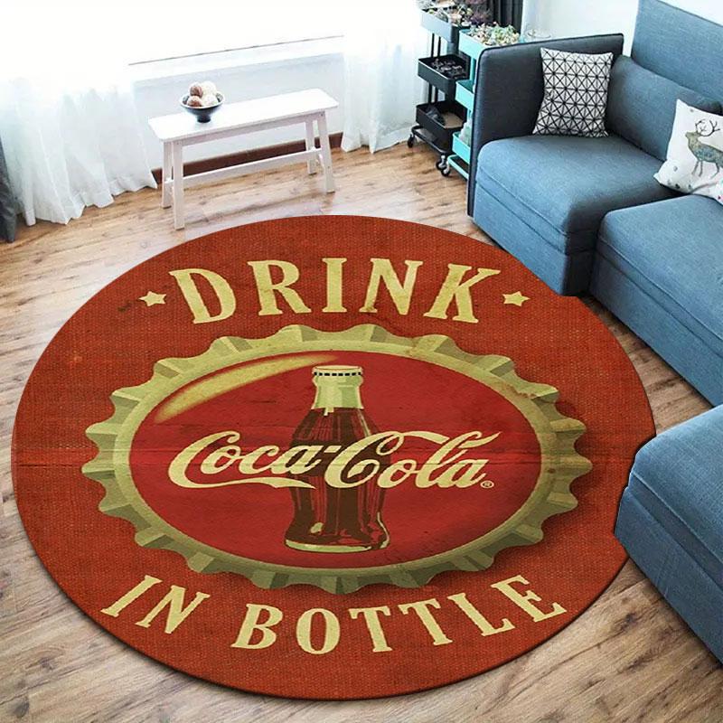 Coca Round Area Rug,Carpet Rug for Living Room Bedroom Sofa Playroom Decor,Non-slip Floor Mat