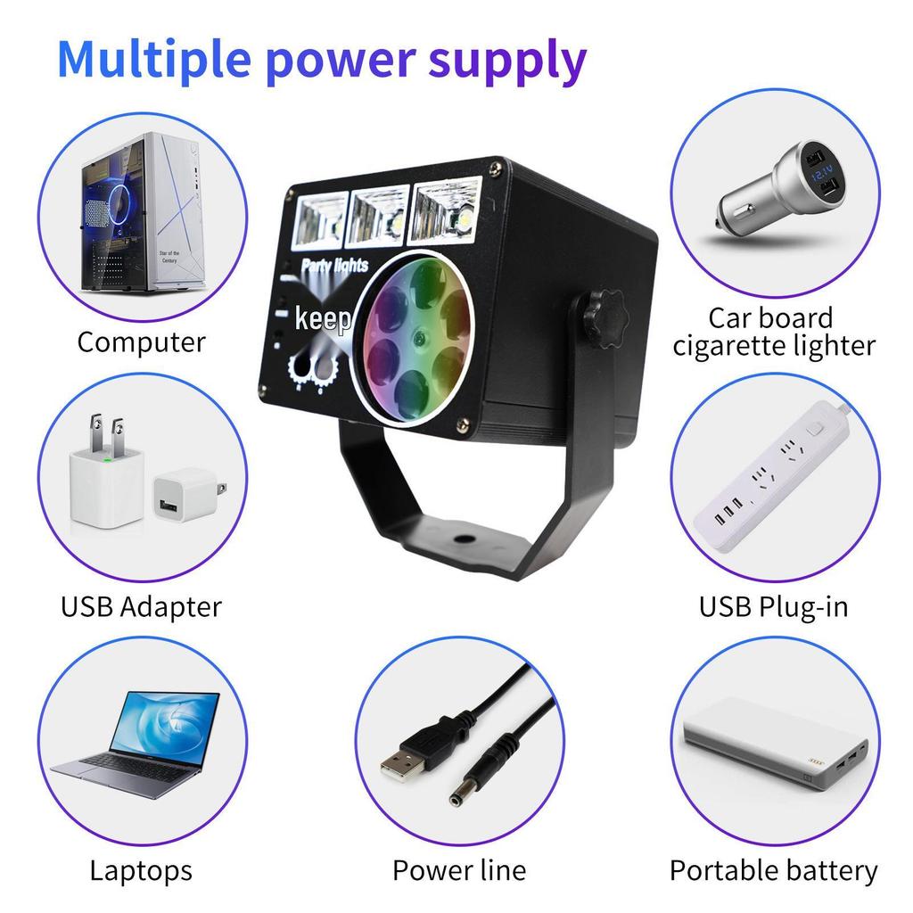 Уличные гирлянды USB: Световые приборы для дискотеки KTV с вращающейся сценой и управлением звуком