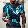 Vintage Wolf 3D Print Men T-Shirts Animal Casual Street Man's Sports Top Short Sleeve Oversized Tee Shirt Men's Clothing Summer