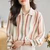 Women Blouses Shirts 2025 Spring Long Sleeve Women Blouse Shirt Turn Down Collar Striped Elegant Blouse Shirt Women Tops J928