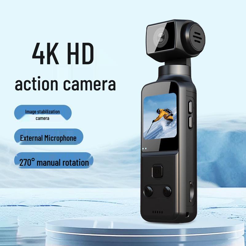 4K Action Camera with 270° Rotating Lens for Outdoor and Cycling