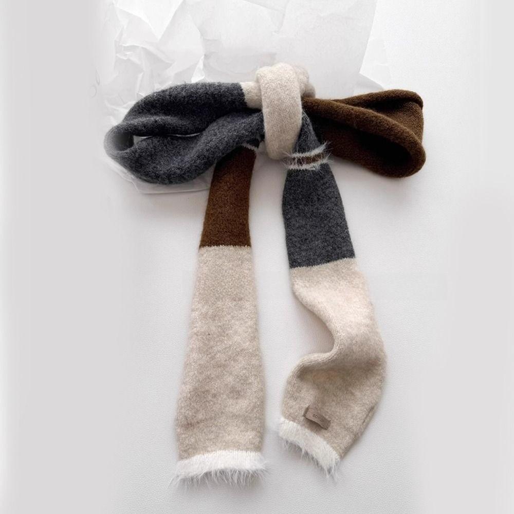 Warm Assorted Colors Scarf Knitted Wool Plush Long Narrow Scarves Fashion Neck Scarves Women Men
