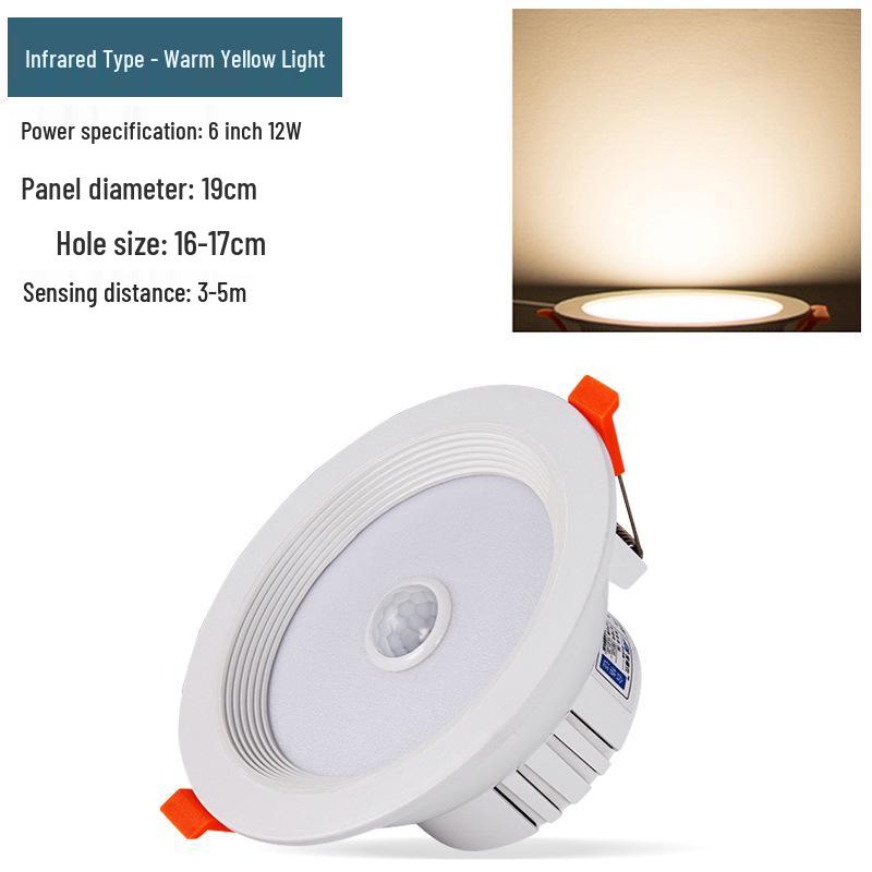 Встраиваемый потолочный светильник с инфракрасным датчиком движения и управлением звуком, потолочный 3-дюймовый, прожектор с вырезом 4 дюйма для проходов.