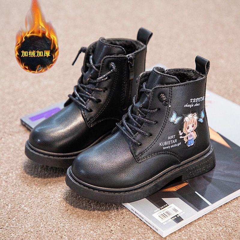 Модные милые туфли для девочек, зимние новые детские короткие ботинки, кожаные ботинки для принцессы