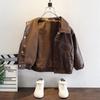 Kids' Stitch Leather Jacket - 2023 Korean Style Spring/Autumn Trendy Boys' Cool Jacket