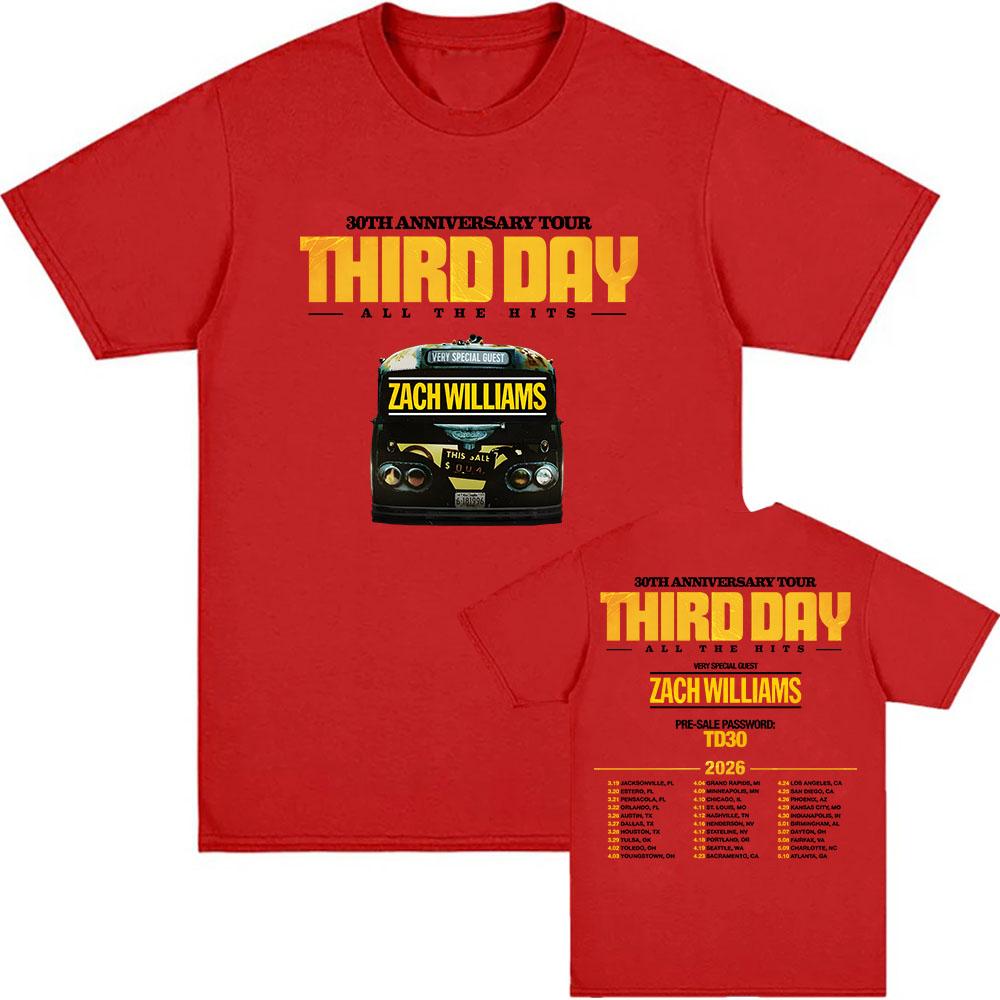 Third Day Third Day 30th Anniversary Tour 2026 T-shirt Unisex Streetwear Cotton Short Sleeve Tshirts All The Hits Print Tee