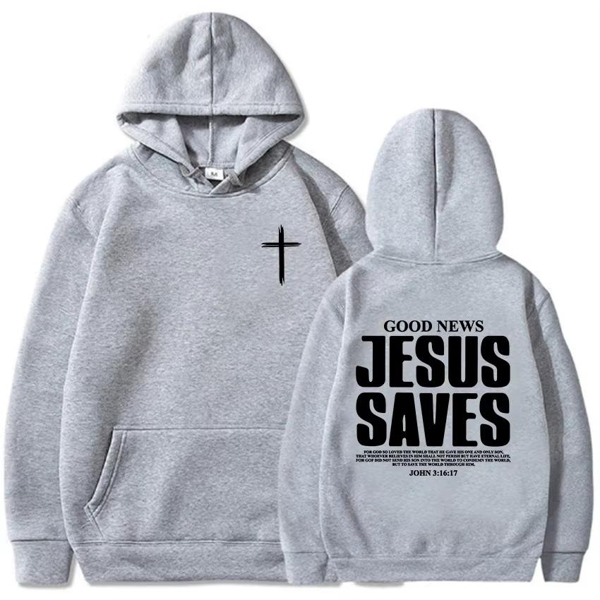 Jesus Saves John 3:16:17 Hoodies Christian Bible Verse Sweatshirts Men Women Clothes Winter Comfortable Pocket Pullovers Graphic